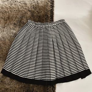 B&W Striped Pleated Skirt